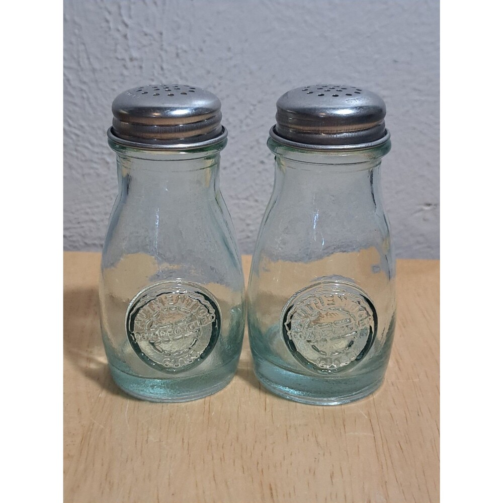 Vidrios San Miguel 100% Recycled Authentic Glass Salt Pepper Shakers Spain Green